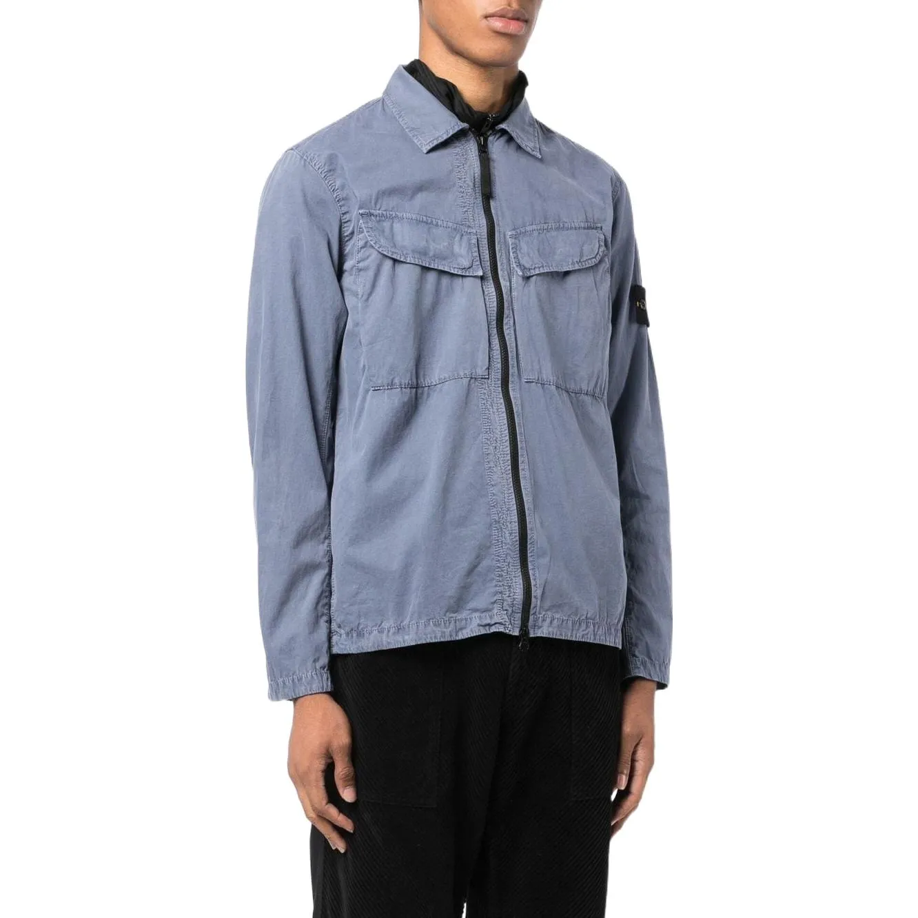 STONE ISLAND Brushed Cotton Canvas Zip Overshirt 'Dark Blue' 7715101WN-V0124 sold by KicksCrew product image thumbnail 3