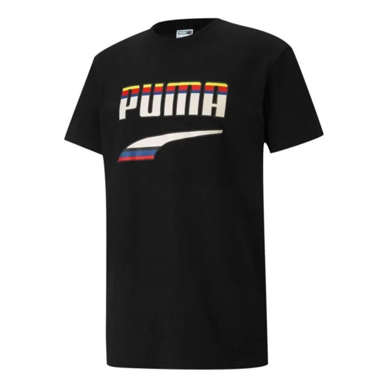 Puma Printed Round Neck T-Shirt 'Black White' 531497-01 sold by KicksCrew