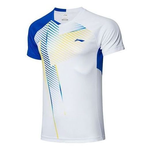 Li-Ning Badminton Sportswear Short Sleeve T-shirt 'White Blue' AAYR199-1 sold by KicksCrew