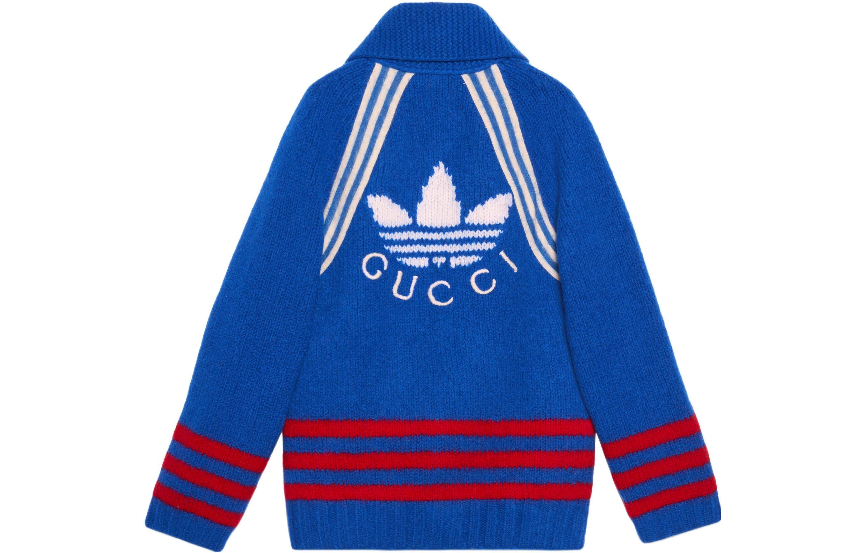 Gucci x adidas Intarsia Wool Cardigan 'Blue' 713184-XKCPK-4383 sold by KicksCrew product image thumbnail 2