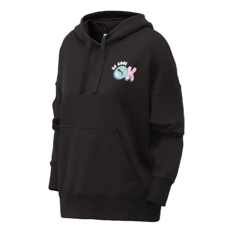 (WMNS) Puma Downtown Graphic Hoodie 'Black Blue Pink' 531437-01 sold by KicksCrew