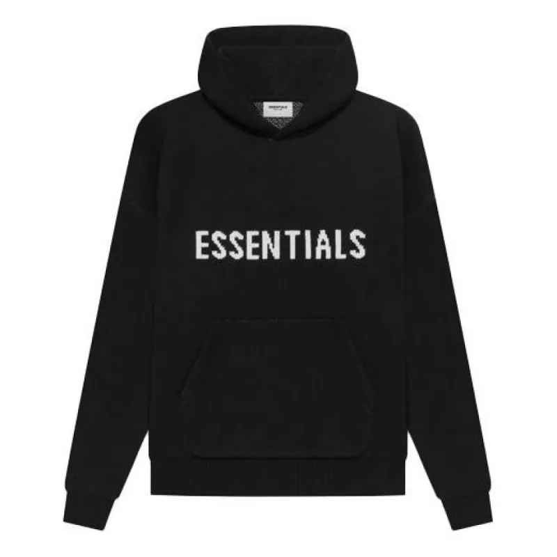Fear of God Essentials SS21 Knit Logo Hoodie 'Black' FOG-SS21-625 sold by KicksCrew