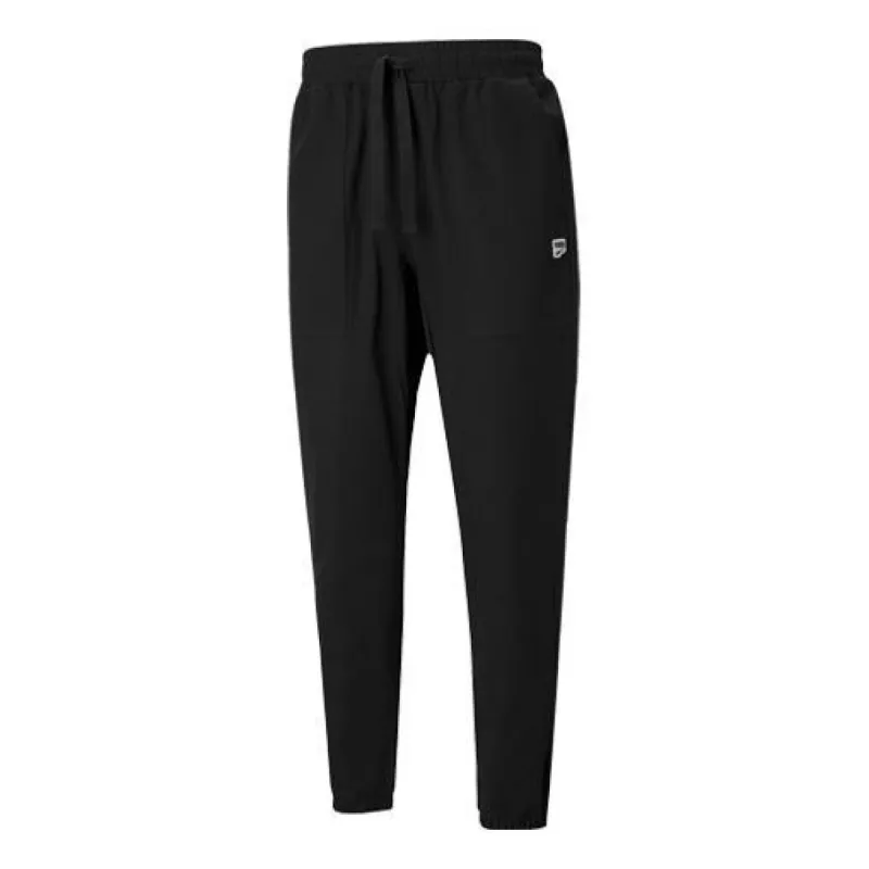 Puma Downtown Small Logo Pants 'Black White' 531434-01 sold by KicksCrew