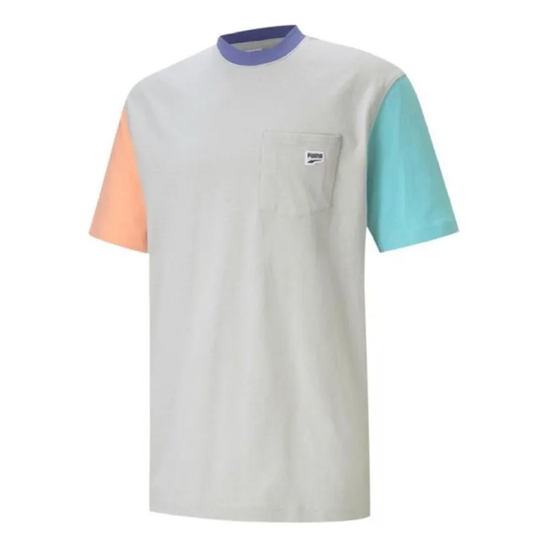 Puma Downtown Pocket T-Shirt 'Grey Pink Blue' 531432-09 sold by KicksCrew