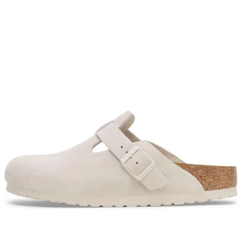 Birkenstock Boston Soft Footbed Suede Leather Sandals 'Antique White' 1027667 sold by KicksCrew