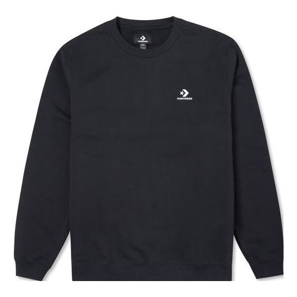 Converse Go-To Embroidered Star Chevron Brushed Back Fleece Crew Sweatshirt 'Black' 10024510-A01 sold by KicksCrew