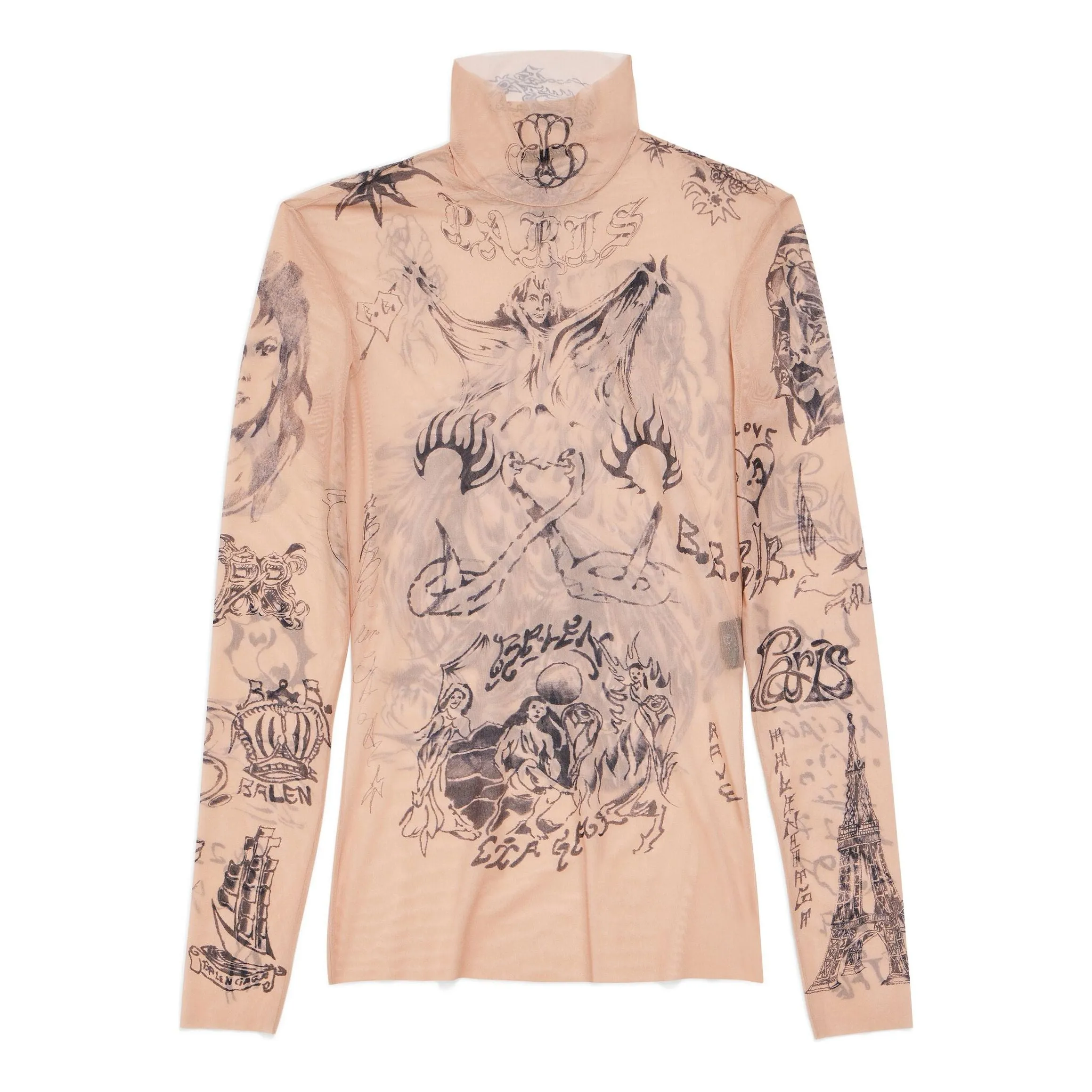 (WMNS) Balenciaga Tat Long Sleeve Top 'Light Beige' 7928434E1B59500 sold by KicksCrew