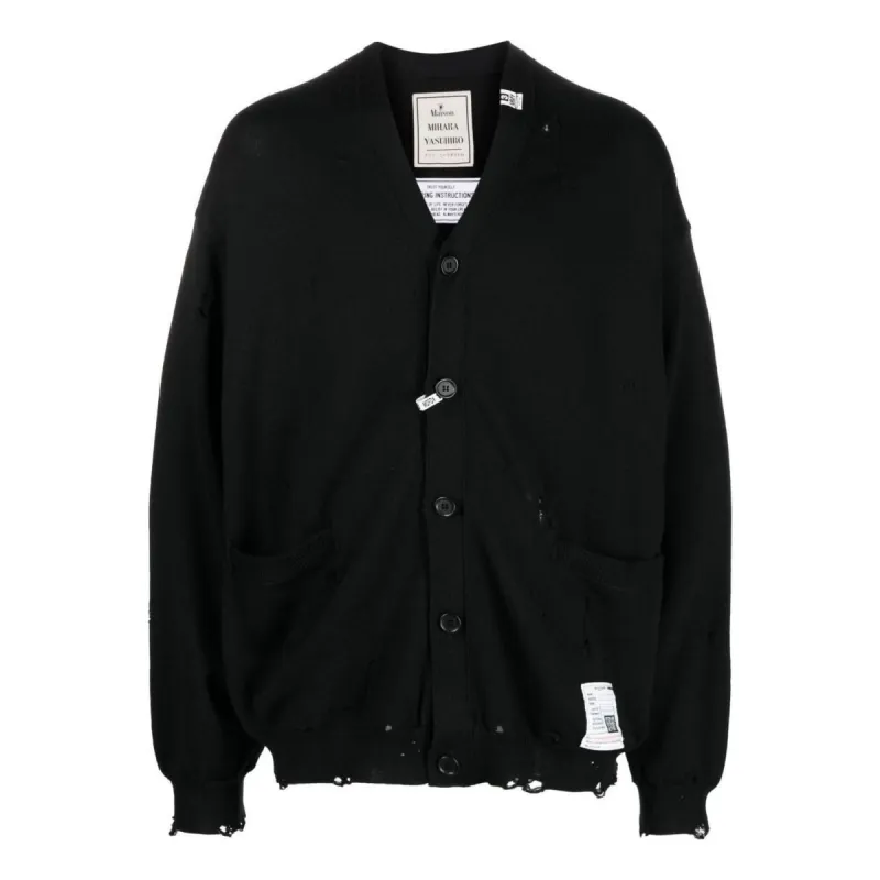 Maison MIHARA YASUHIRO SS23 Distressed Knit Cardigan 'Black' J11CD501-BLACK sold by KicksCrew