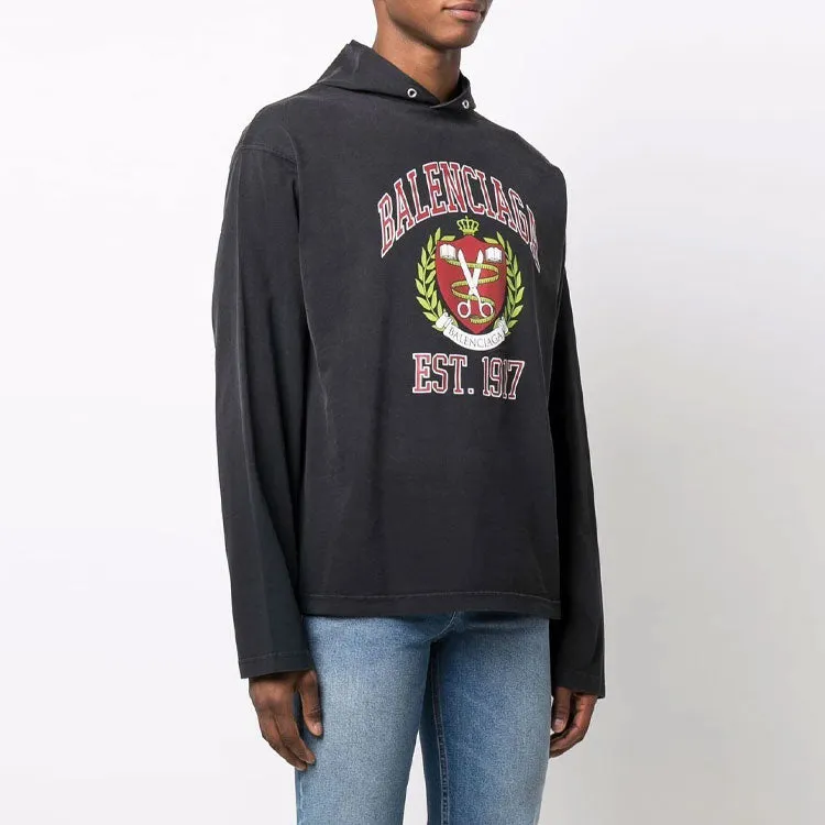 Balenciaga Est. 1917 College Logo Print Hoodie 'Black' 674685TLV891076 sold by KicksCrew product image thumbnail 4