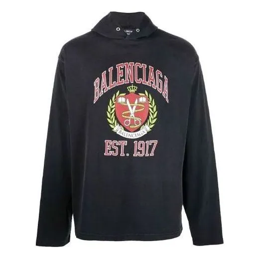 Balenciaga Est. 1917 College Logo Print Hoodie 'Black' 674685TLV891076 sold by KicksCrew