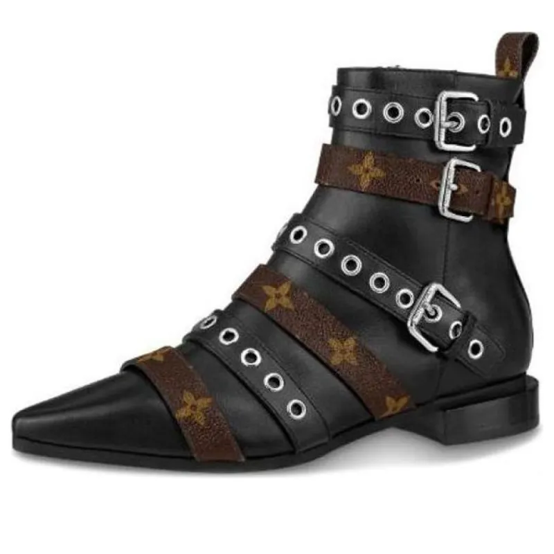 (WMNS) LOUIS VUITTON Jumble Ankle Boots 'Black with Multiple Straps' 1A671W sold by KicksCrew