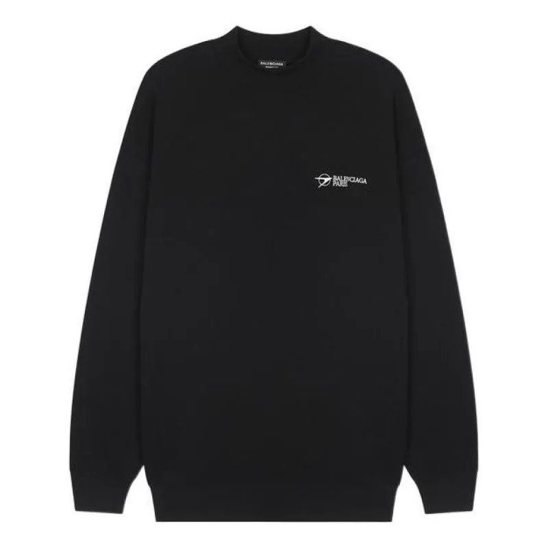 Balenciaga Embroidered Logo Sweater Medium Fit 'Black' 652981TKV871070 sold by KicksCrew