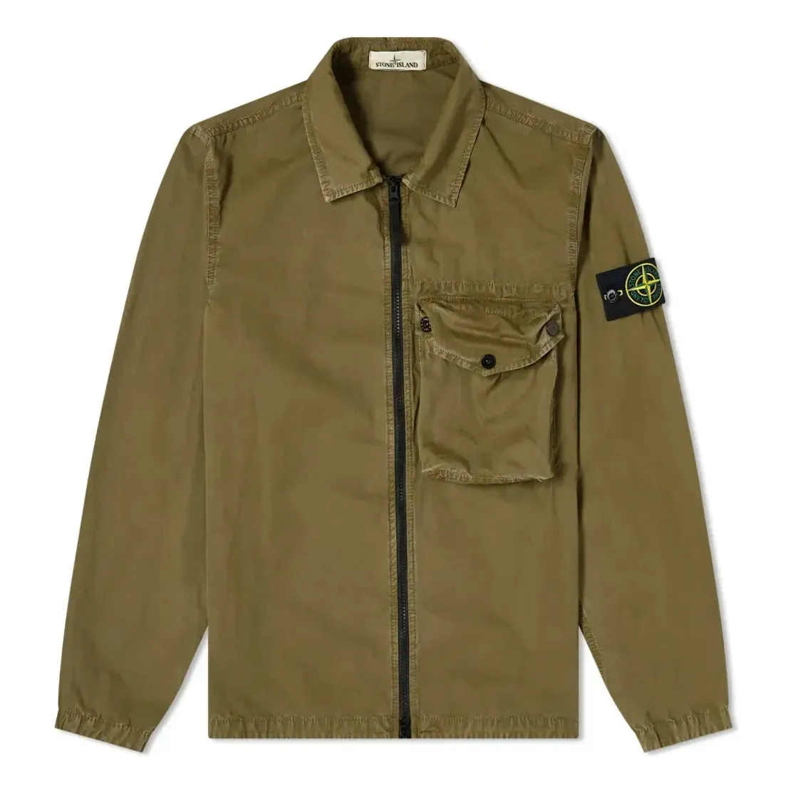 STONE ISLAND Zip Pocket Overshirt 'Olive Green' 7415117WN-V0158 sold by KicksCrew