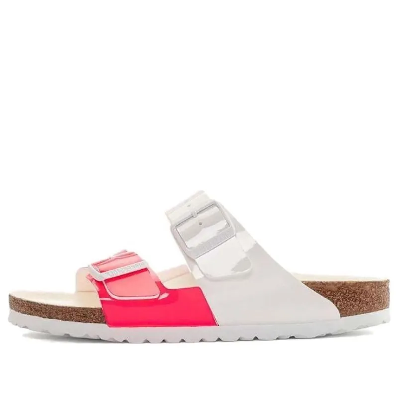 Birkenstock Arizona Split Birko-Flor Narrow Fit Sandals 'Patent Neon Pink White' 1024214 sold by KicksCrew