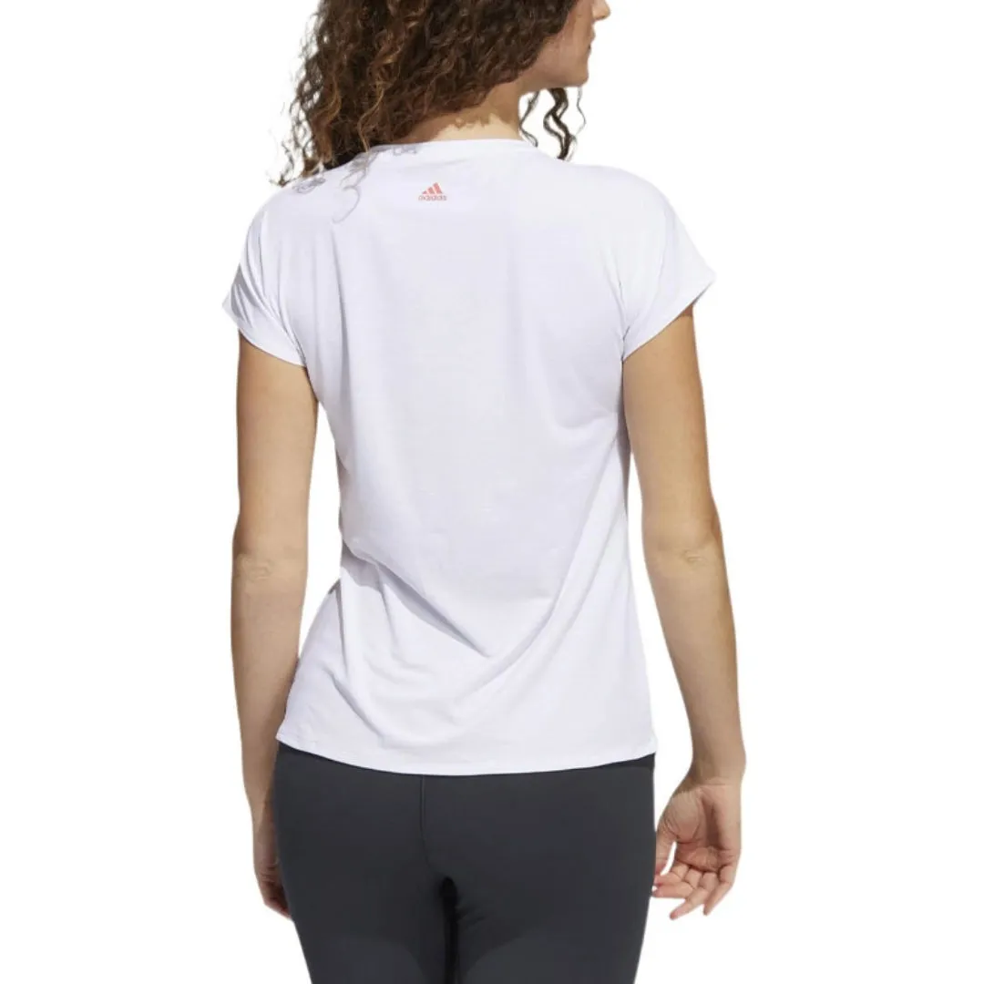 (WMNS) adidas 3-Stripes Training T-Shirt 'White Pink' HD9568 sold by KicksCrew product image thumbnail 2