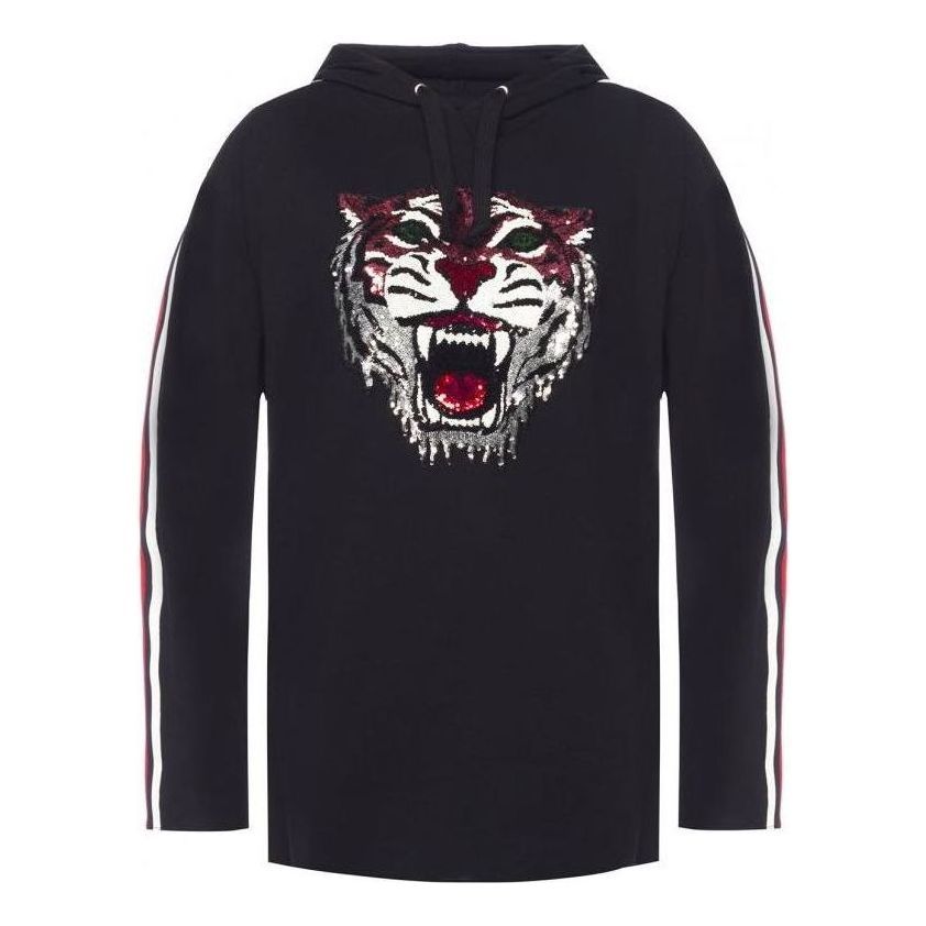 (WMNS) Gucci Sequin Tiger Hooded Sweatshirt 'Black' 502152-X9P60-1082 sold by KicksCrew