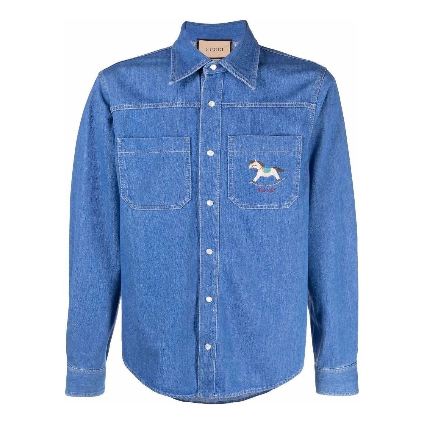 Gucci Rocking Horse Embroidered-Logo Denim Shirt 'Blue' 655703-XDBNZ-4447 sold by KicksCrew