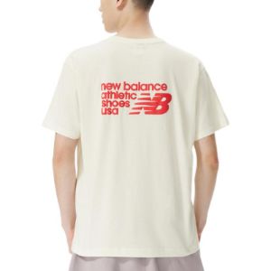 New Balance Casual Logo Tee 'White Red' AMT22395-IV sold by KicksCrew