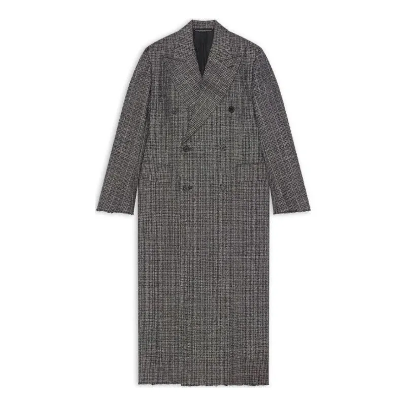 Balenciaga Double Breasted Check Coat 'Black Grey' 704488TMU021070 sold by KicksCrew