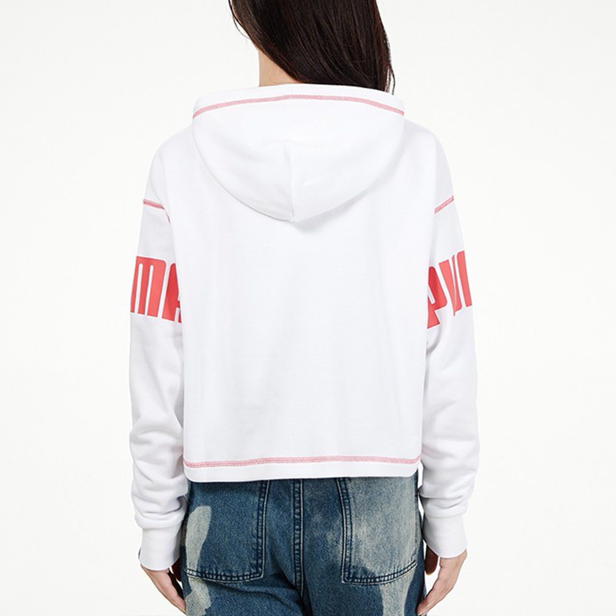(WMNS) Puma Power Fleece Logo Relaxed Fit Hoodie 'White' 847706-02 sold by KicksCrew product image thumbnail 4