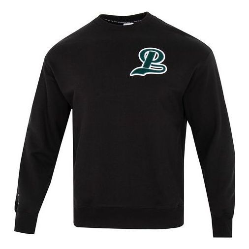 Puma Team Crew Logo Sweatshirt 'Black Green' 539268-01 sold by KicksCrew