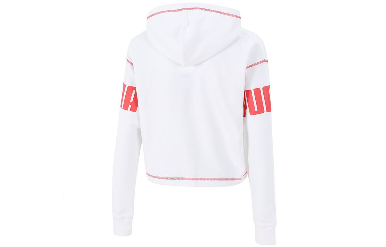 (WMNS) Puma Power Fleece Logo Relaxed Fit Hoodie 'White' 847706-02 sold by KicksCrew product image thumbnail 2