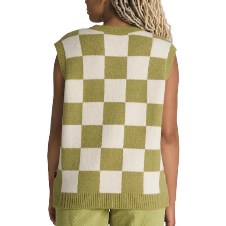 (WMNS) Vans Courtyard Checker Sweater Vest 'Green White' VN000F6WBD4 sold by KicksCrew product image thumbnail 4