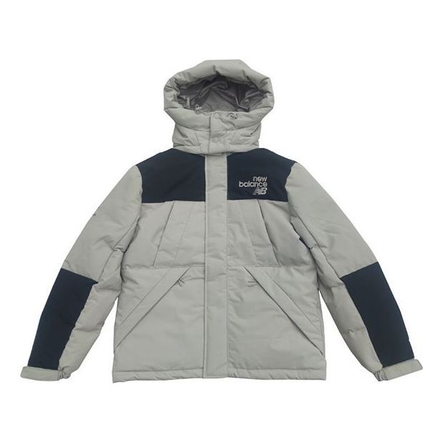 New Balance Windproof Hooded Down Jacket 'Grey Black' AMJ24377-PAA sold by KicksCrew