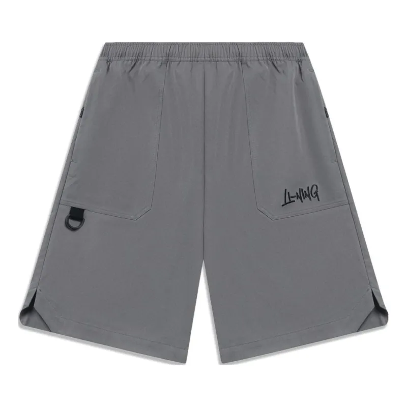 Li-Ning Embroidered Logo Shorts 'Grey' AKST595-3 sold by KicksCrew