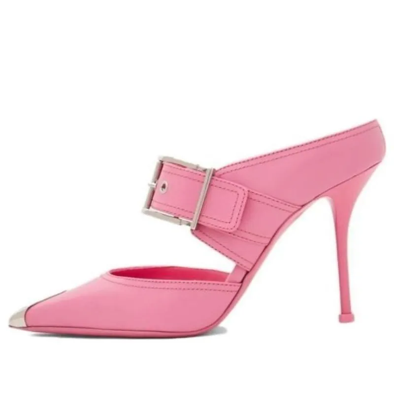 (WMNS) Alexander McQueen Punk Buckle Mules 'Pink' 733183WHSWD5482 sold by KicksCrew