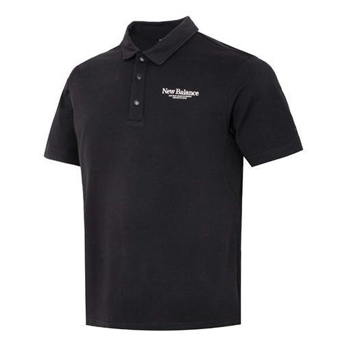 New Balance Logo Polo Tee 'Black White' 5FD24193-BK sold by KicksCrew