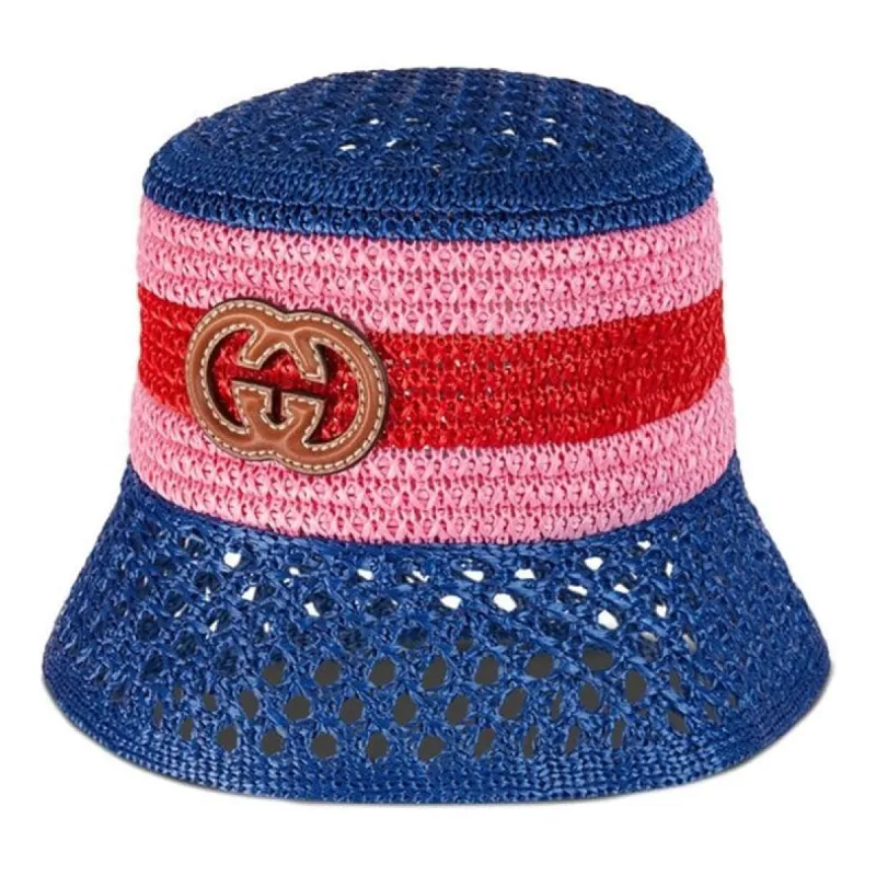 (WMNS) Gucci Raffia-Effect Viscose Bucket Hat 'Blue' 750690-3HATL-4064 sold by KicksCrew