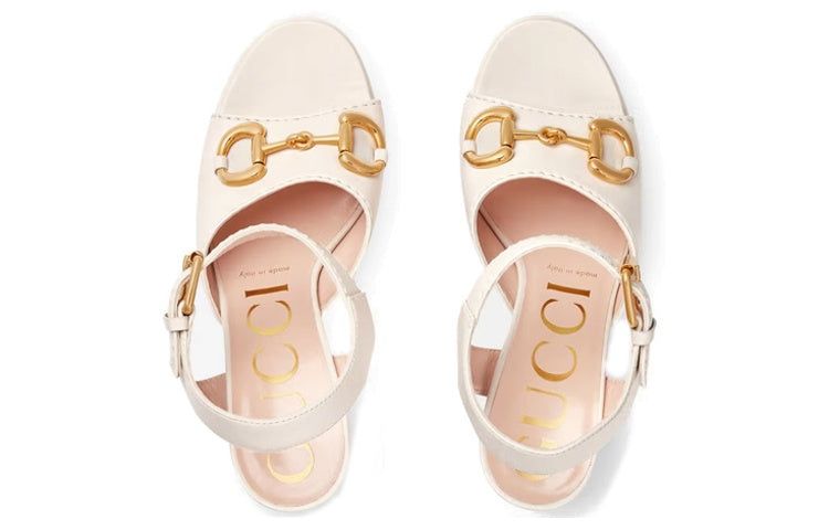 (WMNS) Gucci Ankle-Strapped Platform Sandals with Horsebit 'White' 674776-BKO00-9049 sold by KicksCrew product image thumbnail 3