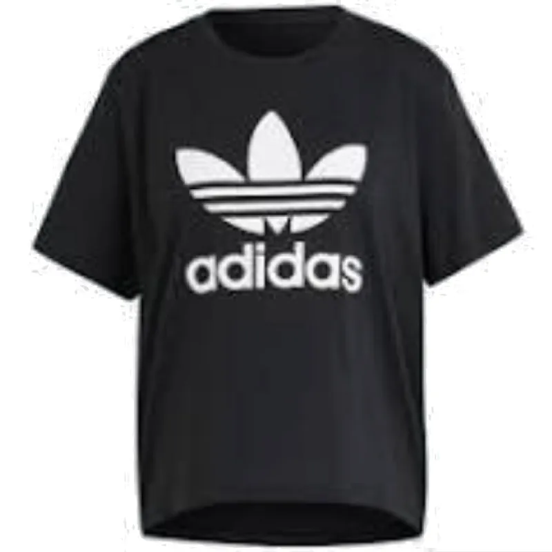 (WMNS) adidas Adicolor Trefoil Boxy T-Shirt Asia Sizing 'Black White' IU2422 sold by KicksCrew