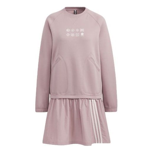 (WMNS) adidas Casual Round Neck Long Sleeve Dress 'Pink' HM9884 sold by KicksCrew