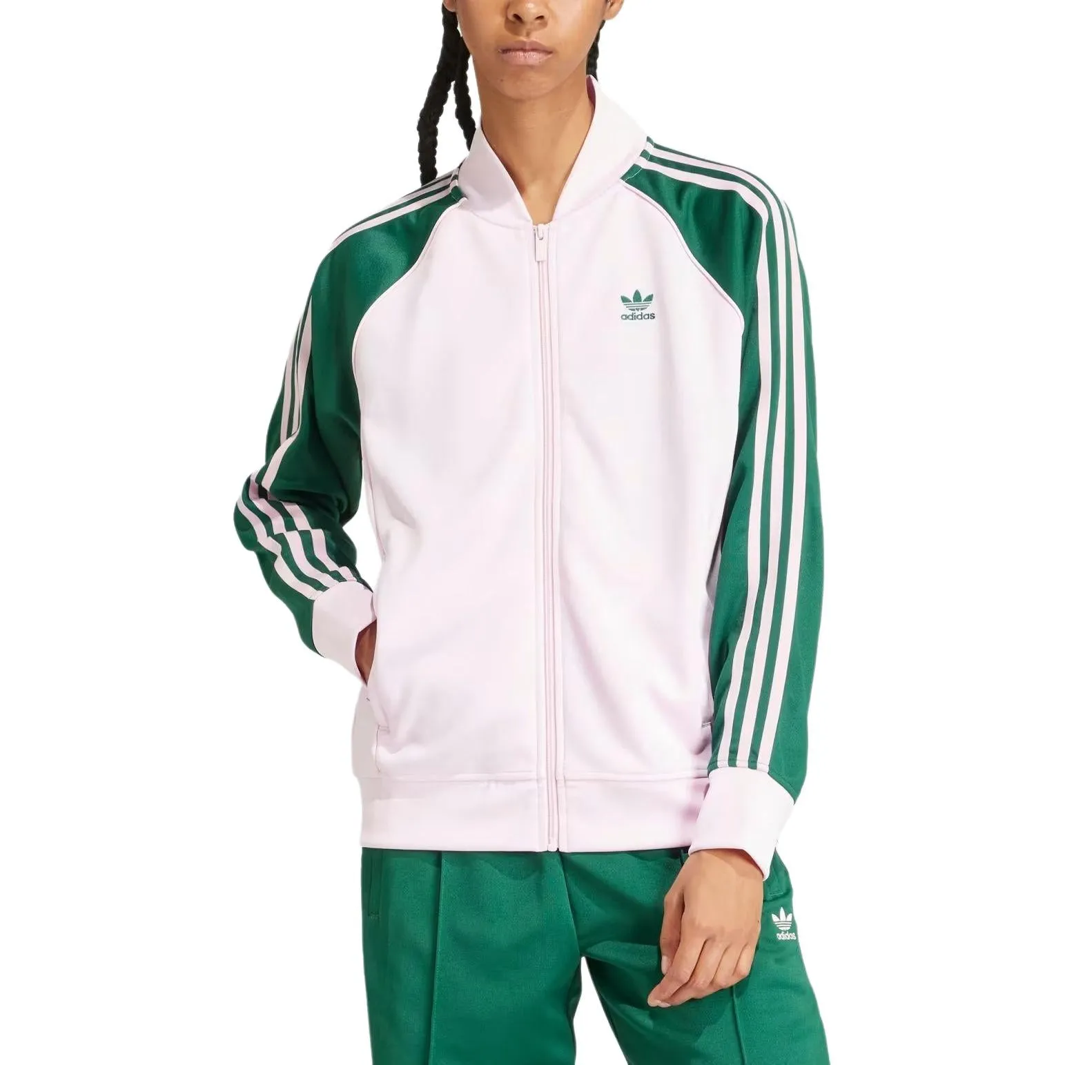 (WMNS) adidas Adicolor Classics SST Loose Track Jacket 'Pink Green' IM9821 sold by KicksCrew product image thumbnail 3