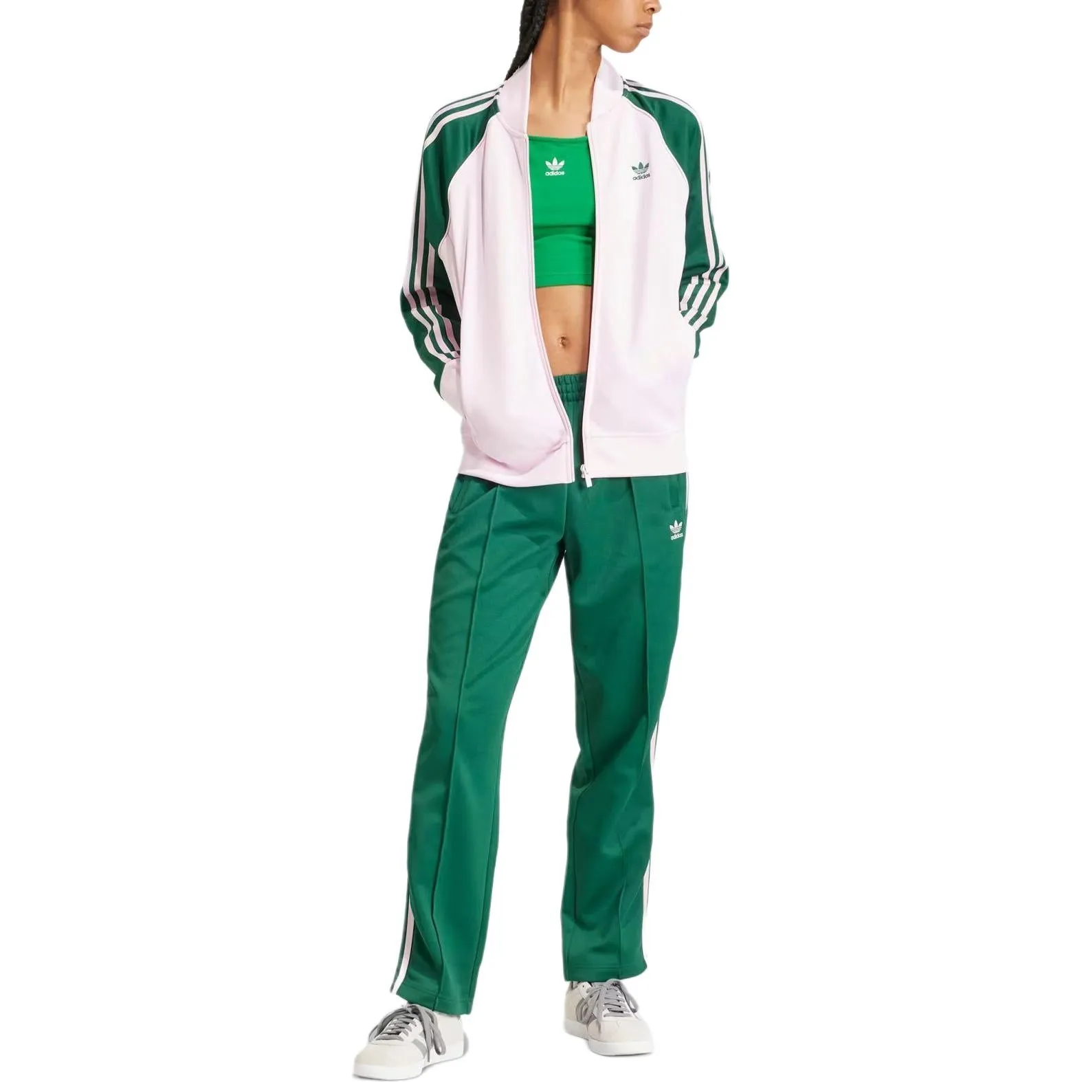 (WMNS) adidas Adicolor Classics SST Loose Track Jacket 'Pink Green' IM9821 sold by KicksCrew product image thumbnail 2