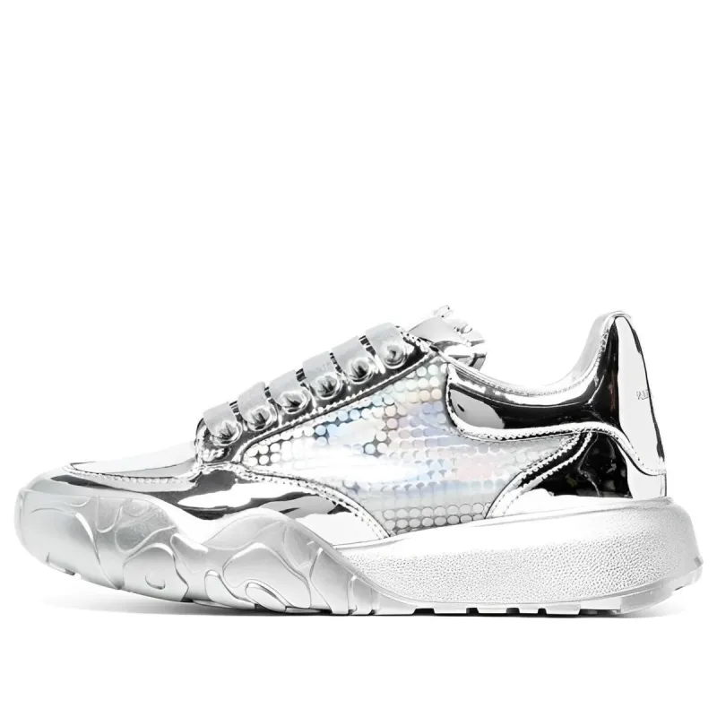 (WMNS) Alexander McQueen Metallic Low-Top sneakers 'Silver' 685679W4SI18257 sold by KicksCrew