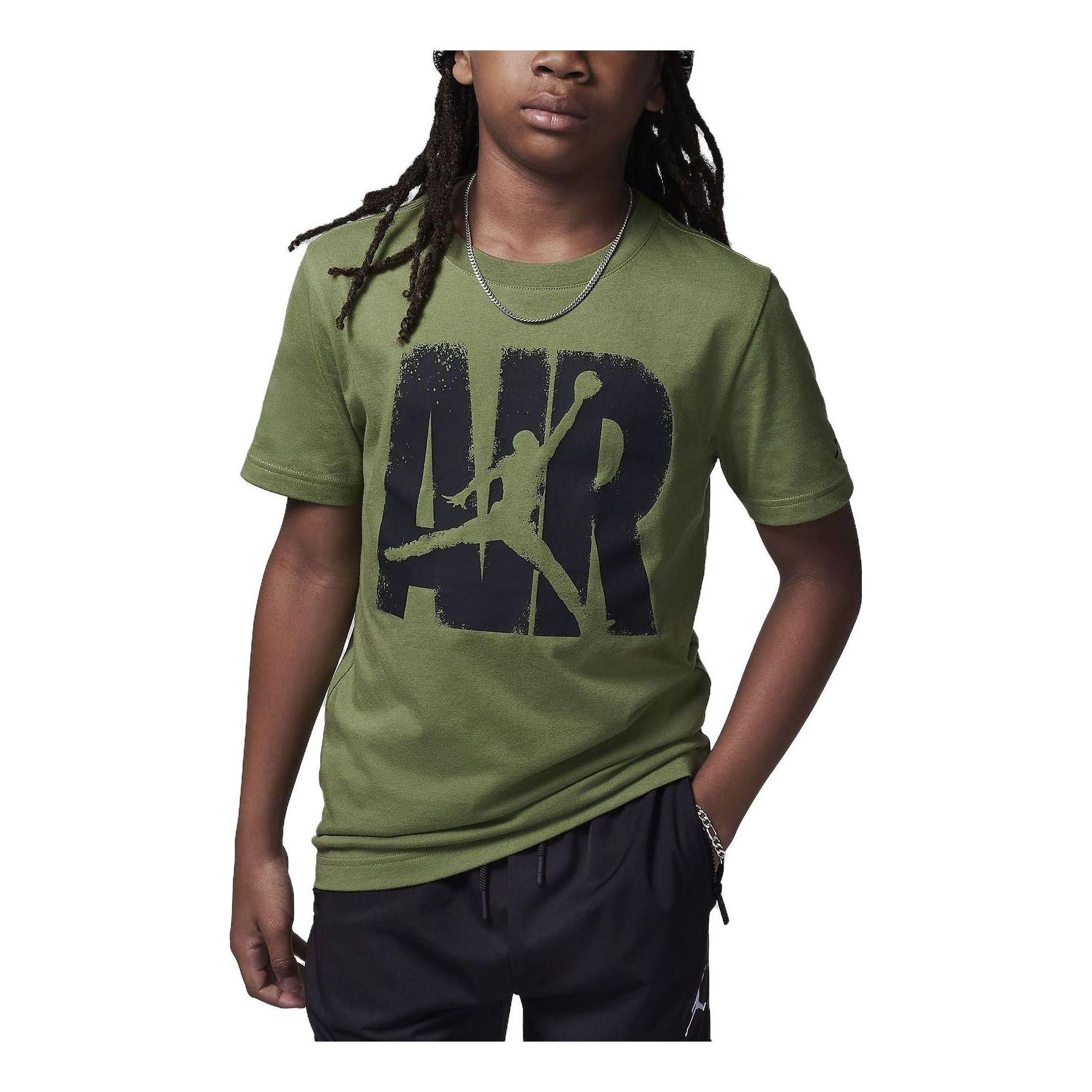 (GS) Air Jordan Air Out T-Shirt 'Light Olive' 95C815-EF9 sold by KicksCrew