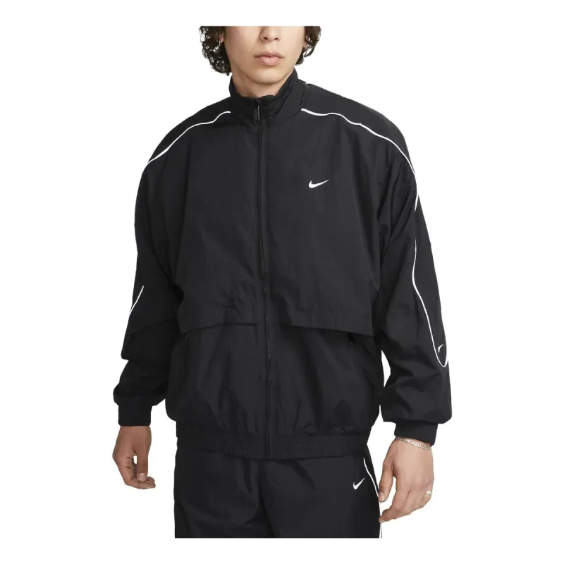 Nike Solo Swoosh Woven Track Jackets 'Black' FB8622-010 sold by KicksCrew