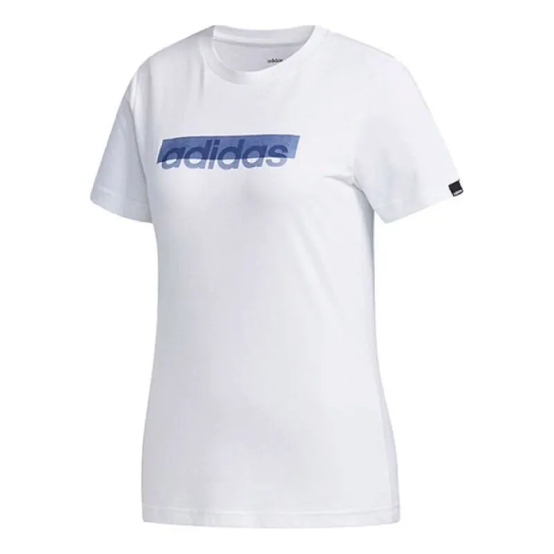 (WMNS) adidas Boxed Logo Graphic T-Shirt Asia Sizing 'White Teal' FM6147 sold by KicksCrew