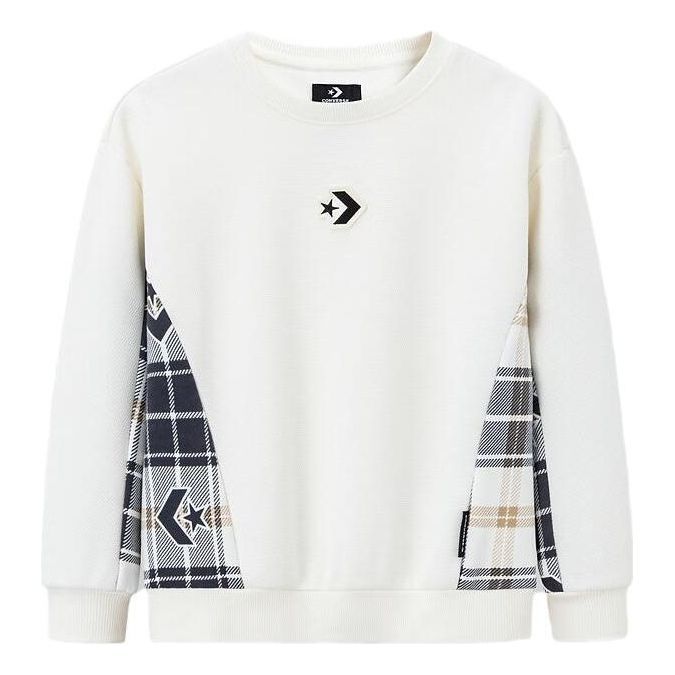 (GS) Converse Casual Crew Sweater 'White Black' CV2342061GS-001 sold by KicksCrew