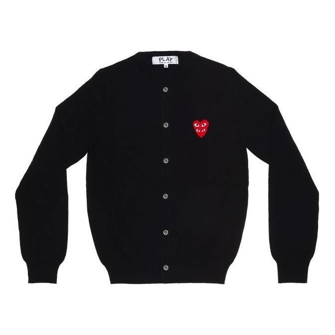 (WMNS) COMME des GARCONS PLAY Cardigan Red Emblem 'Black' AZ-N075-051-1 sold by KicksCrew