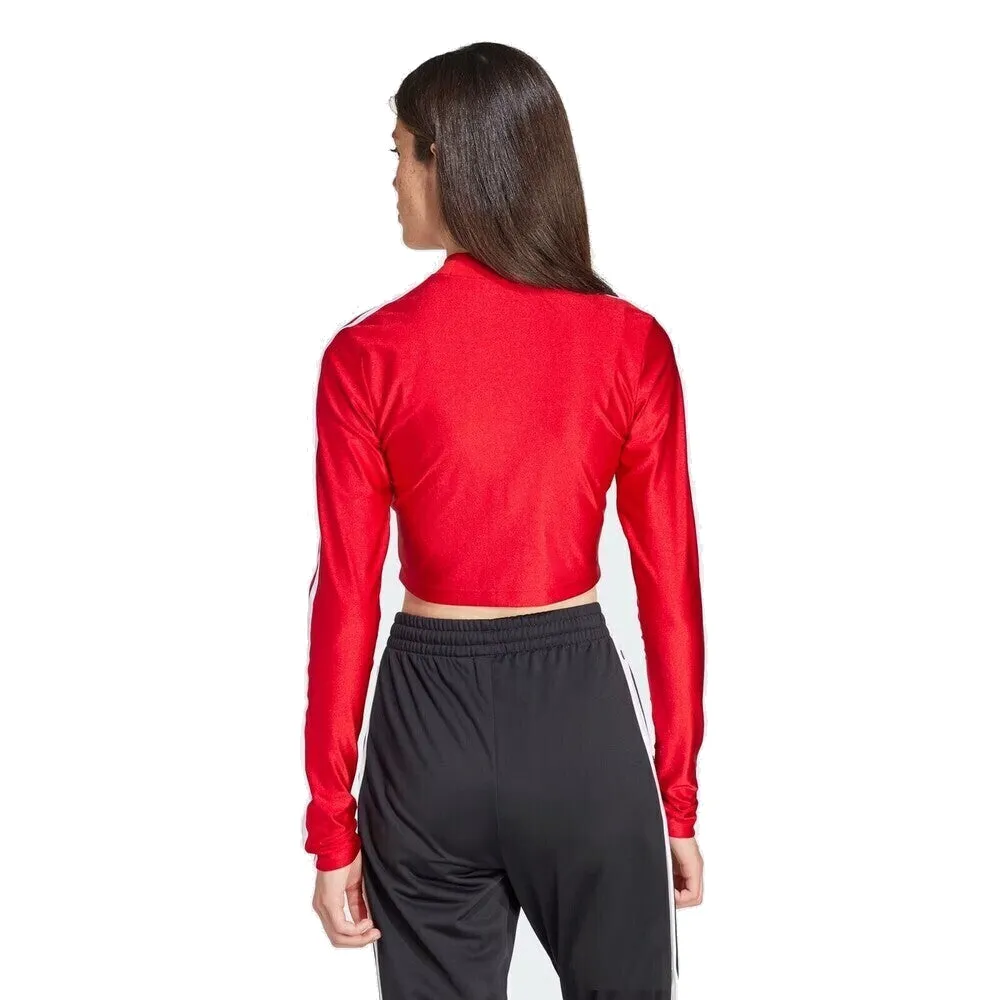 (WMNS) adidas 3-Stripes Cropped Long Sleeve T-Shirt 'Red White' IR8132 sold by KicksCrew product image thumbnail 3