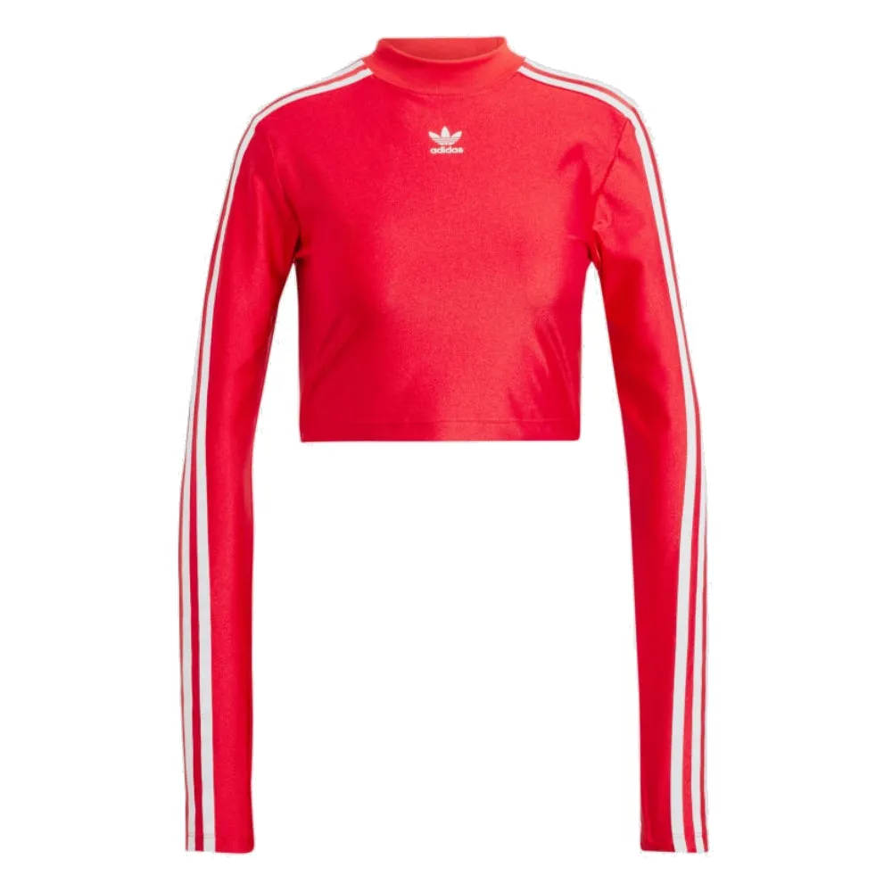 (WMNS) adidas 3-Stripes Cropped Long Sleeve T-Shirt 'Red White' IR8132 sold by KicksCrew