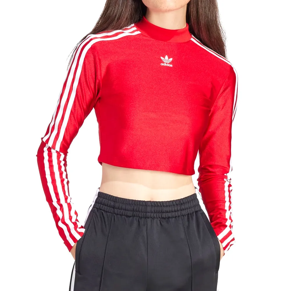 (WMNS) adidas 3-Stripes Cropped Long Sleeve T-Shirt 'Red White' IR8132 sold by KicksCrew product image thumbnail 2