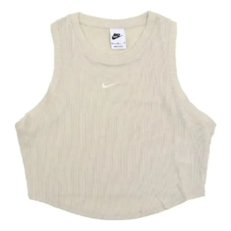 (WMNS) Nike Sportswear Essentials Ribbed Cropped Tank Top 'White' FB8280-104 sold by KicksCrew