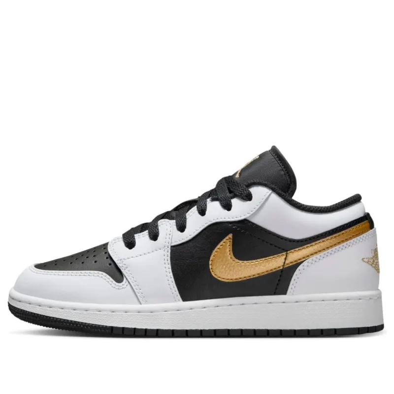 (GS) Air Jordan 1 Low 'White Black Metallic Gold Swoosh'  553560-172 sold by KicksCrew