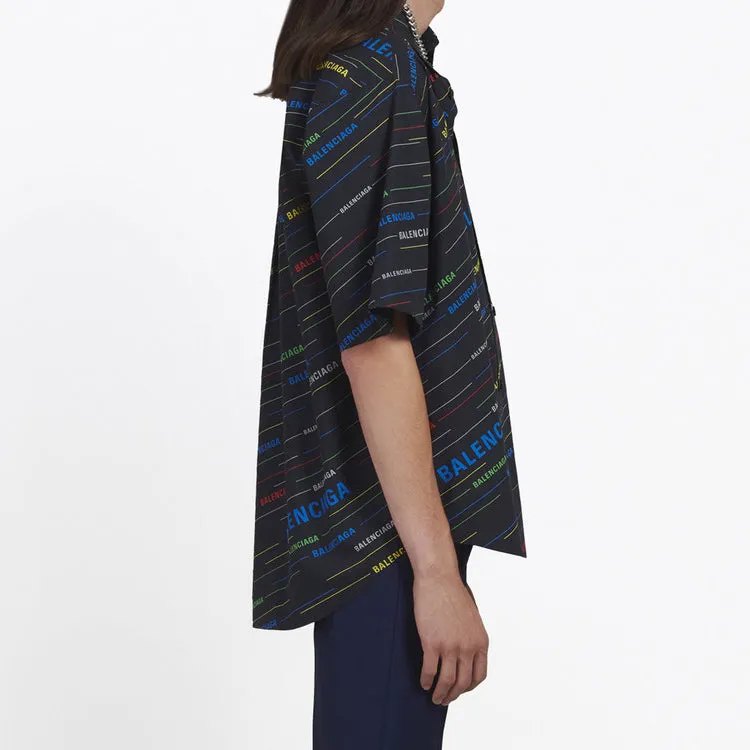 Balenciaga Logo Print Short Sleeve Shirt 'Black' 556869TDL542771 sold by KicksCrew product image thumbnail 4