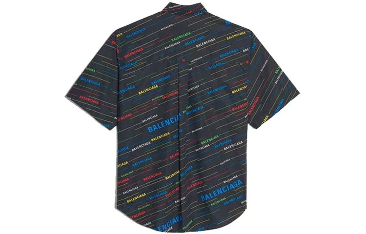 Balenciaga Logo Print Short Sleeve Shirt 'Black' 556869TDL542771 sold by KicksCrew product image thumbnail 2